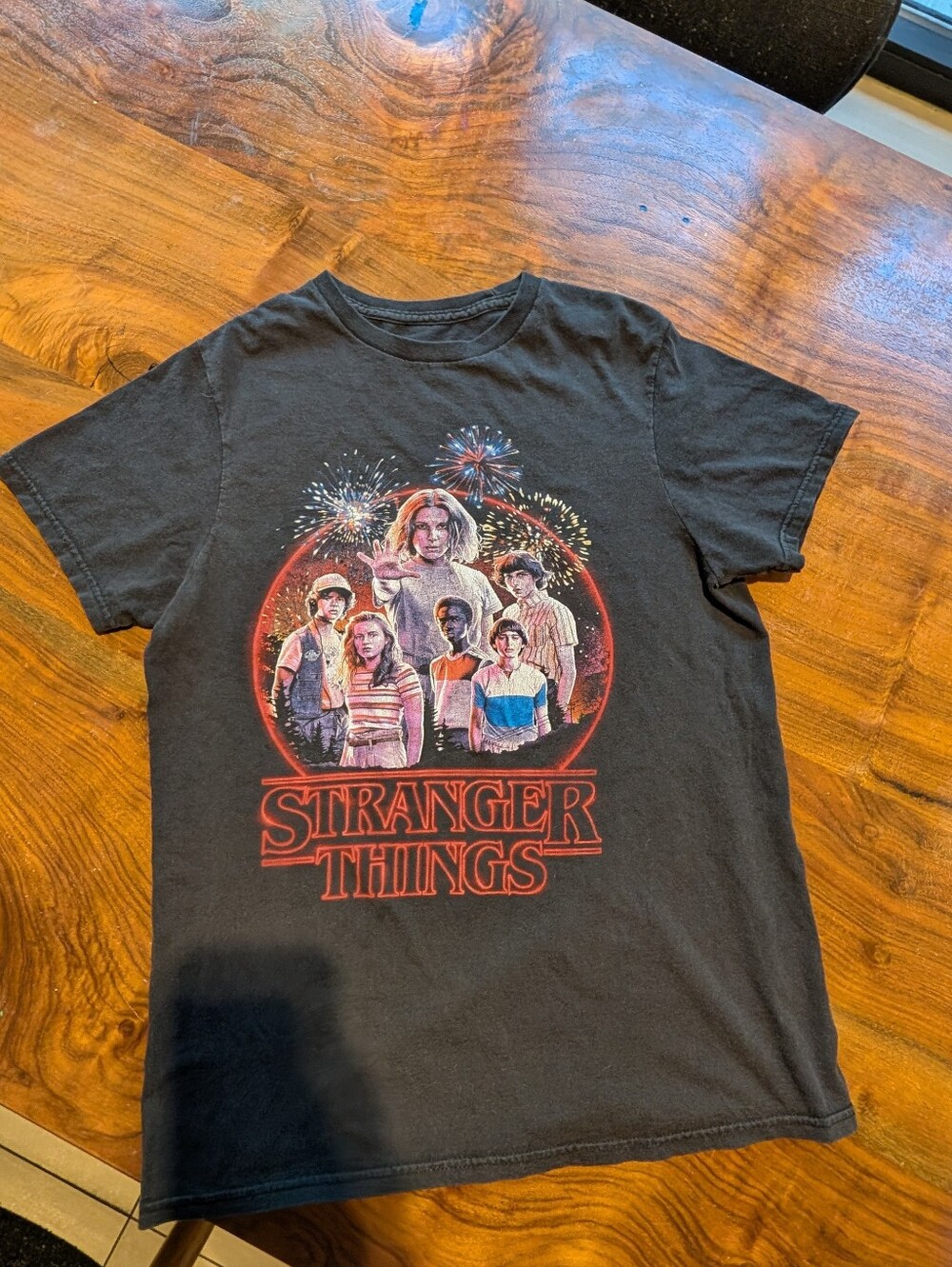 Stranger Things for Netflix - Retro Fourth of July Tee Graphic | Small | Black